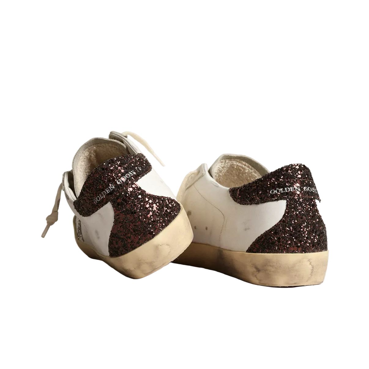 Basket Super-Star Étoile Argentée à Paillettes Marron