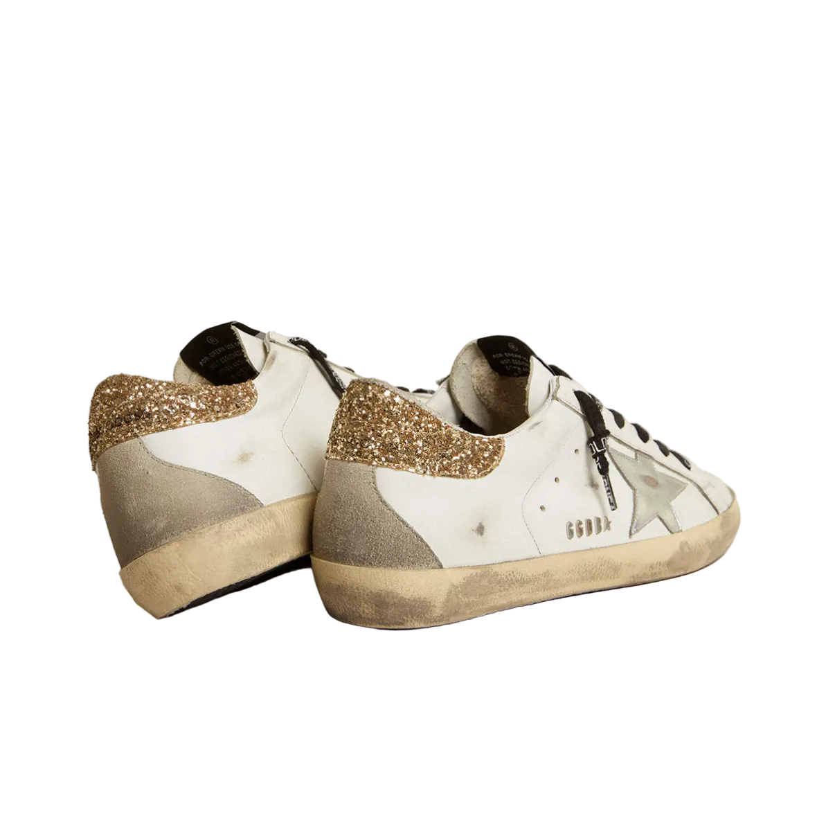 Basket Super-Star Cuir Blanc avec Contrefort Pailleté