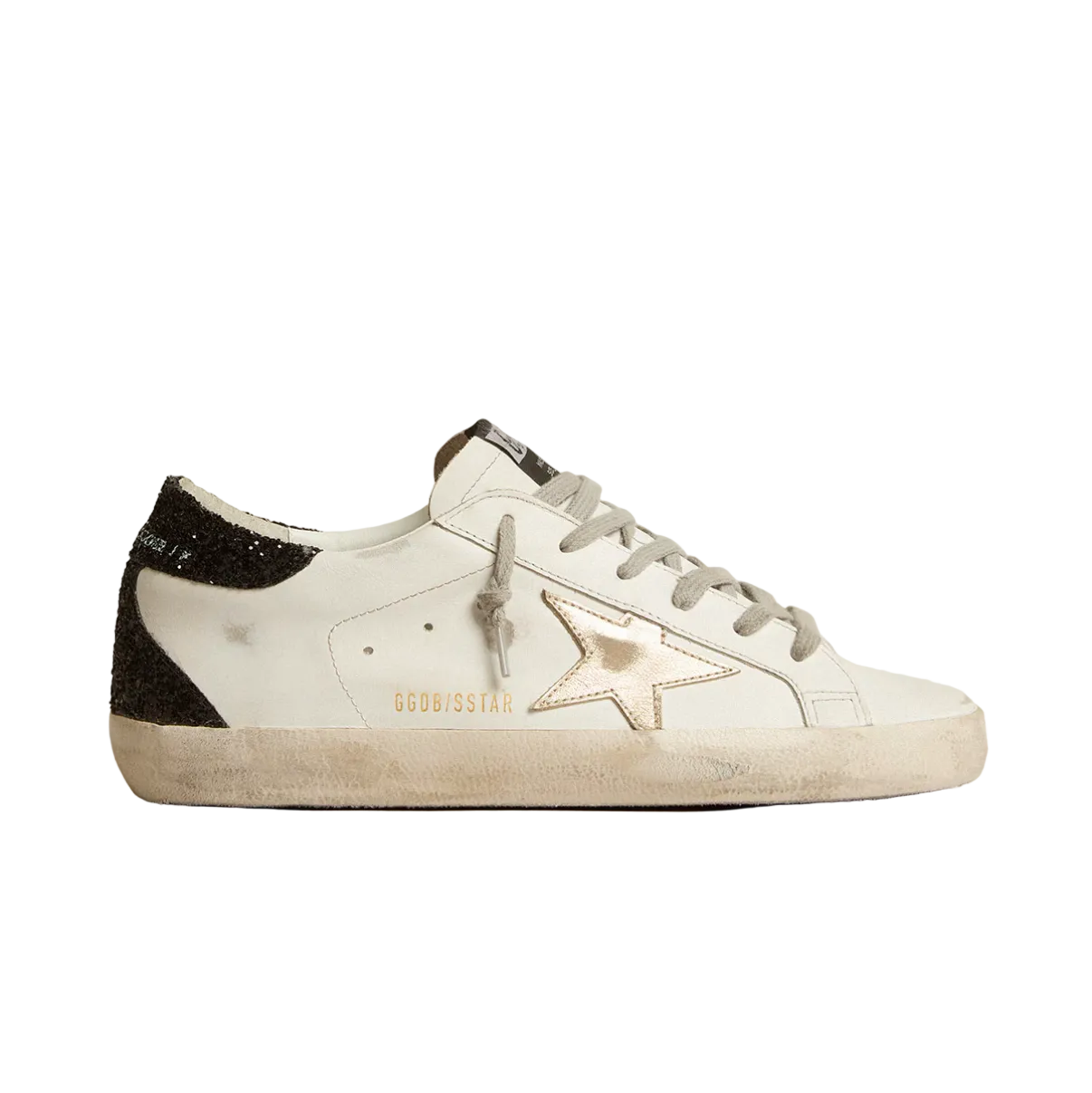 Basket Super-Star Étoile Dorée et Contrefort à Paillettes Noire