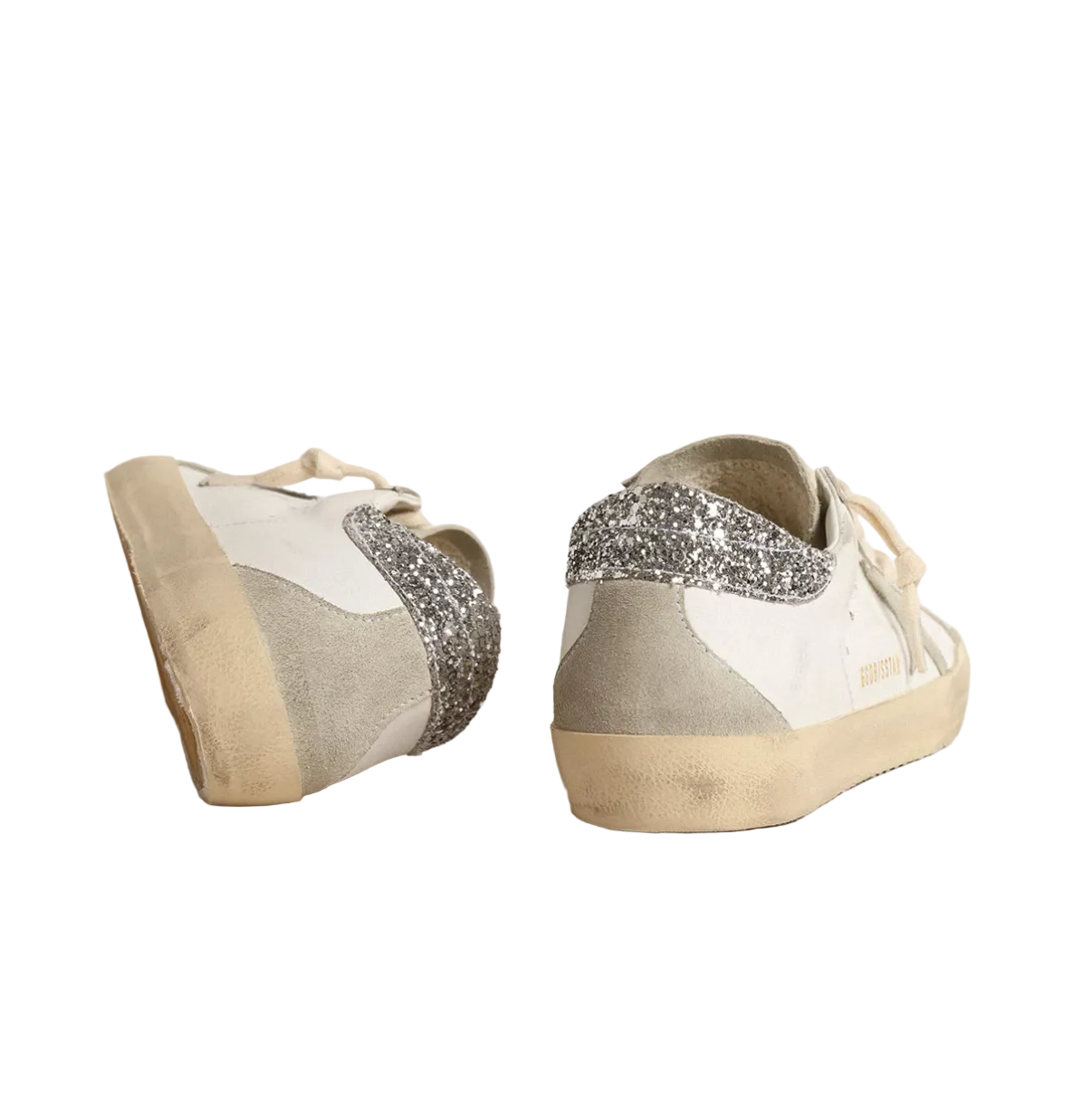 Basket Super-Star Étoile Grise et Contrefort Paillettes Argentées